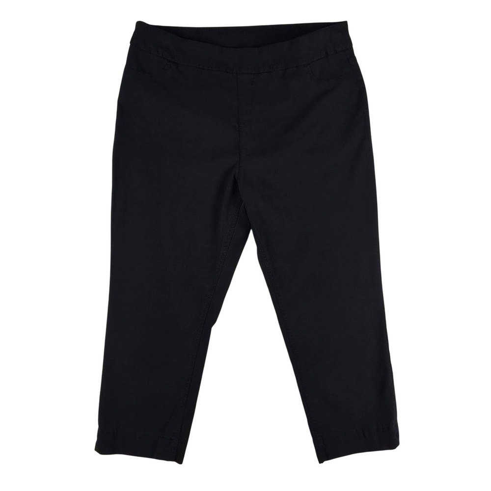 Soft Surroundings Pull On Cropped Pants Women PXL Black Stretch Comfort Trousers